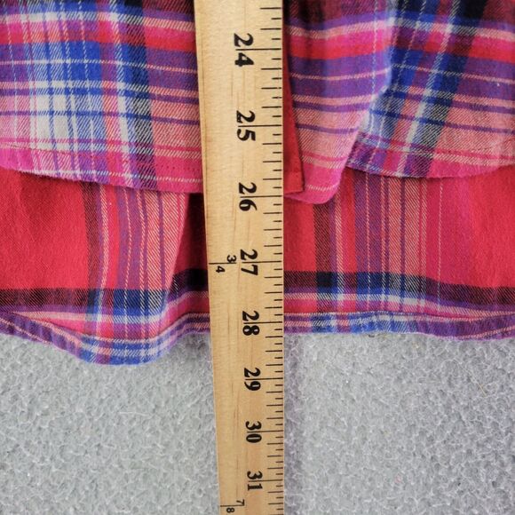 Orvis Flannel Shirt Womens S Red Plaid Oversized Light Button Up Outdoors - Picture 6 of 16